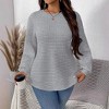 Coolmee Women's Waffle Plus Size Sweatshirts Long Sleeve Fall Fashion Tops Trendy Outfits - 2 of 4