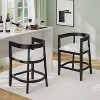 Christopher Knight Home Faraday Upholstered 25.25"  Rubberwood Counter Stools with Footrest (Set of 2) - 2 of 4