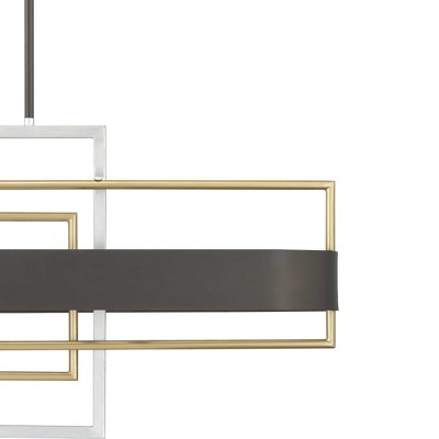 Adagio 38" Black Steel Linear Chandelier with Geometric Accents
