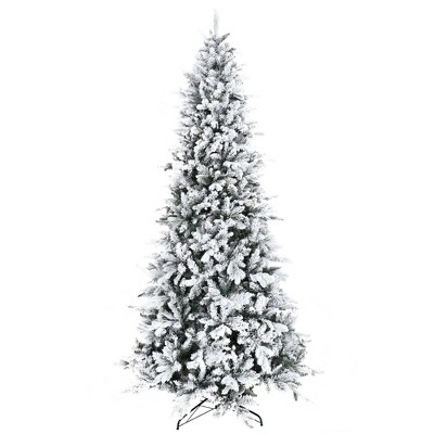 NicBex 9ft Snow Flocked Artificial Christmas Tree Hinged Full Tree with 2068 Branches Tips and Metal Stand for Decoration, White