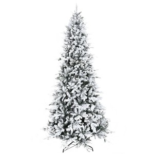NicBex 9ft Snow Flocked Artificial Christmas Tree Hinged Full Tree with 2068 Branches Tips and Metal Stand for Decoration, White - 1 of 4
