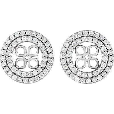 Pompeii3 7/8Ct Double Halo Diamond Earring Jackets 14K White Gold (For 8mm Pearls)