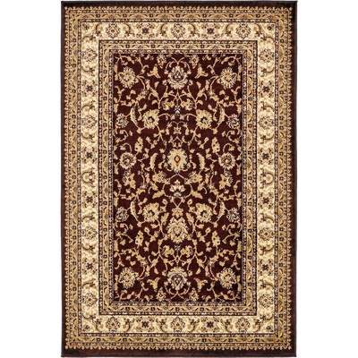 Classic Elegance 4' x 6' Brown Floral Synthetic Area Rug
