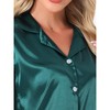 INSPIRE CHIC Women's Satin Silky Button Down Short Sleeve and Shorts with Lace Trim 2 Pcs Pajamas Set - 4 of 4