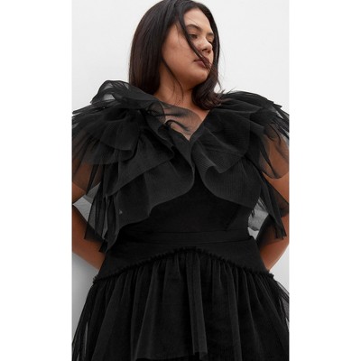 Women's Plus Size Tulle Sweetheart Jacket - black | CITY CHIC