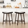 Tangkula Bar Stools Set of 4 Saddle-shaped Bar Stools Upholstered PU Leather High Stools - 4 of 4