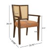 Upholstered Arm Dining Chair Set of 2, Rattan Back Arm Dining Chair with Rubberwood Frame, Mid Century Dining Chair for Dining Room-Koiai - 4 of 4