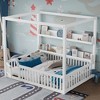 Twin/Full Montessori Floor Bed Canopy Bed Frame with Built-in Shelves & Safety Guardrails - ModernLuxe - 3 of 4