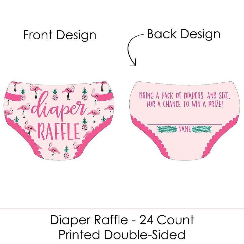 Big Dot of Happiness Pink Flamingo - Party Like a Pineapple - Diaper Shaped Raffle Ticket Inserts - Summer Baby Shower Diaper Raffle Game - Set of 24, 2 of 5