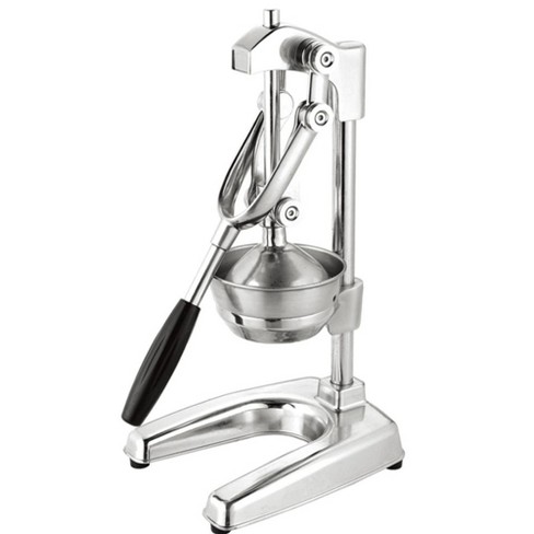 Courant Cast Iron Orange Juice Squeezer Stainless Steel Lemon Sturdy Manual Citrus Press Juicer with Large Press Bowl Chrome
