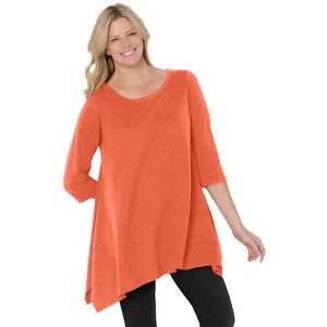 Woman Within Plus Size French Terry Handkerchief Hem Tunic - 1 of 4