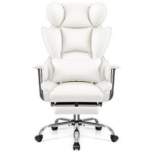 KERDOM Office Desk Chair, Big and Tall Executive Chair with Footrest, Ergonomic Reclining High Back Support, White - 1 of 4