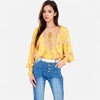 Anna-Kaci Women's Floral Boho Peasant Blouse with Long Sleeves and Tassel Tie - 2 of 4