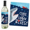 Big Dot of Happiness Shark Zone - Jawsome Party Decorations for Women and Men - Wine Bottle Label Stickers - Set of 4 - 3 of 4