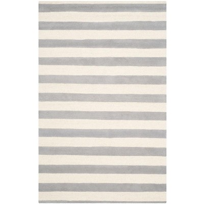 Gray and Ivory Striped Hand-Tufted Wool 6' x 9' Area Rug