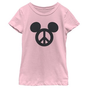 Girl's Mickey & Friends Peace Sign T-Shirt - 1 of 4