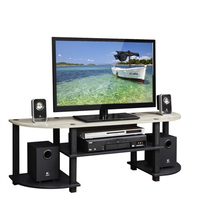 Oak Grey and Black Wide TV Entertainment Center with PVC and Composite Wood