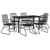 vidaXL Patio Dining Set Conversation Set with Coffee Table Black PVC Rattan - 55.1" Table Length 6 Items - 3 of 4