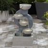 Tarin Four Bowl 23 1/2" High Large Modern Indoor Outdoor Decor Gray Faux Stone Floor Fountain with Light LED Cascading Outside - 2 of 4