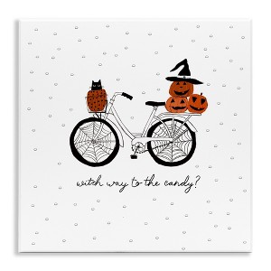 Stupell Industries Halloween Witty Calligraphy Patterned Pumpkins Cat Bicycle Wall Plaque Art - 1 of 4