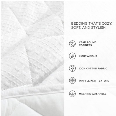 Haniya White Cotton Waffle Weave Full/Queen Quilt Set