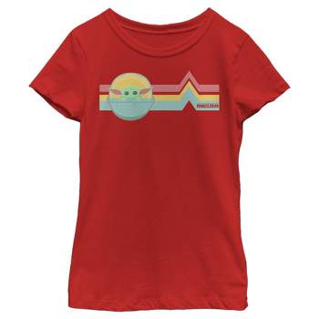 Girl's Star Wars The Mandalorian The Child Retro Stripes T-Shirt