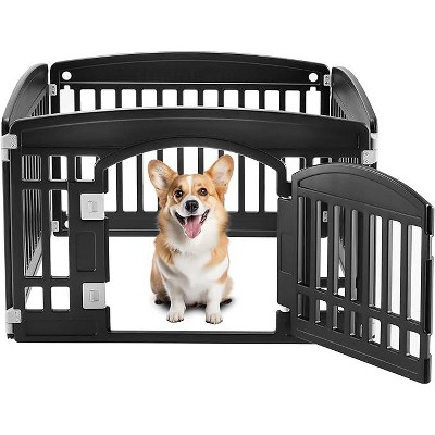 Akoasm 24 Inch 4-Panel Portable Pet Playpen With Door For Small Dogs-Black