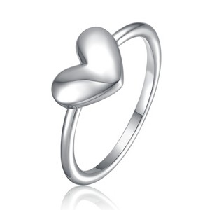 Guili Elegant Heart-Shaped Band Ring in White, Gold, Rose Gold, Available in Sizes 3-6, Crafted for Timeless Everyday Wear and Romantic Appeal - 1 of 2