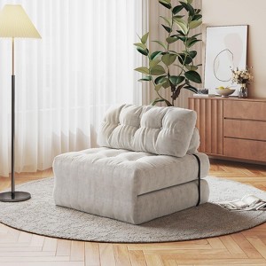 Folding Sofa Bed, Convertible Futon Floor Couch Sleeper Chair with Pillow, Fold Out Corduroy Sofa Bed for Living Room, Single - 1 of 4