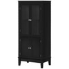 kleankin Bathroom Floor Cabinet with 2 Storage Cabinets, Tempered Glass Door, Freestanding Linen Tower with Adjustable Shelves for Living Room - image 4 of 4