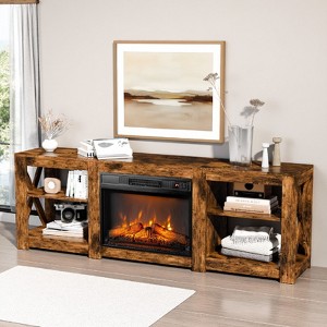 Farmhouse 70'' TV Stand For Tvs Up To 70'' With 23'' Electric Fireplace and Adjustable Shelves - 1 of 4