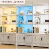 Jojoka Book Shelf, with LED Lights Farmhouse Bookcase, with Doors Modern Storage Rack 3 Shelf, Tall Standing Bookshelves,White - 4 of 4