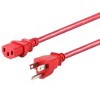 Monoprice Power Cable / Cord - 2 Feet - Red | 18AWG 3 Conductor PC Power Connector Socket 10A (NEMA 5-15P to IEC 60320 C13) - 2 of 4