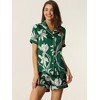 cheibear Women's Summer Short Sleeves Button Down Shirt with Shorts Pajamas Sets - 2 of 4