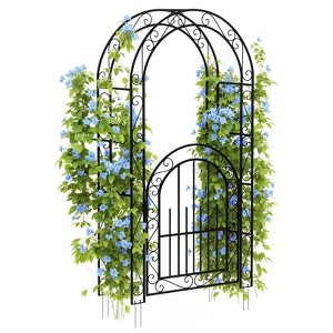8.8 FT Birdcage Shape Garden Arch, Reinforced Metal Arbor for Climbing Flowers, Rust-Resistant Wedding Pergola - 1 of 4