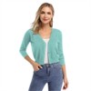 Clearlove Women's Cropped Bolero Cardigan – 3/4 Sleeve V-Neck Basic Classic Casual Button Down Knit Soft Sweater Top - 4 of 4