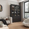 FUFU&GAGA 47.2 "W Modular Combination Display Cabinet Glass Door Wooden Pantry Organiser - 4 of 4
