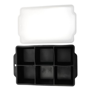 Unique Bargains 6-Cavity Square Ice Tray with Clear Lid Hand Wash Only Silicone 7.09"x4.53"x2.17" 1 Pc - 1 of 3