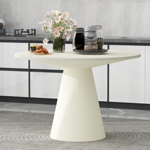 Round Wood Dining Table for 4, Retro Minimalist Design, Elegant Kitchen or Dining Room Table – Cuddlewood - 1 of 4