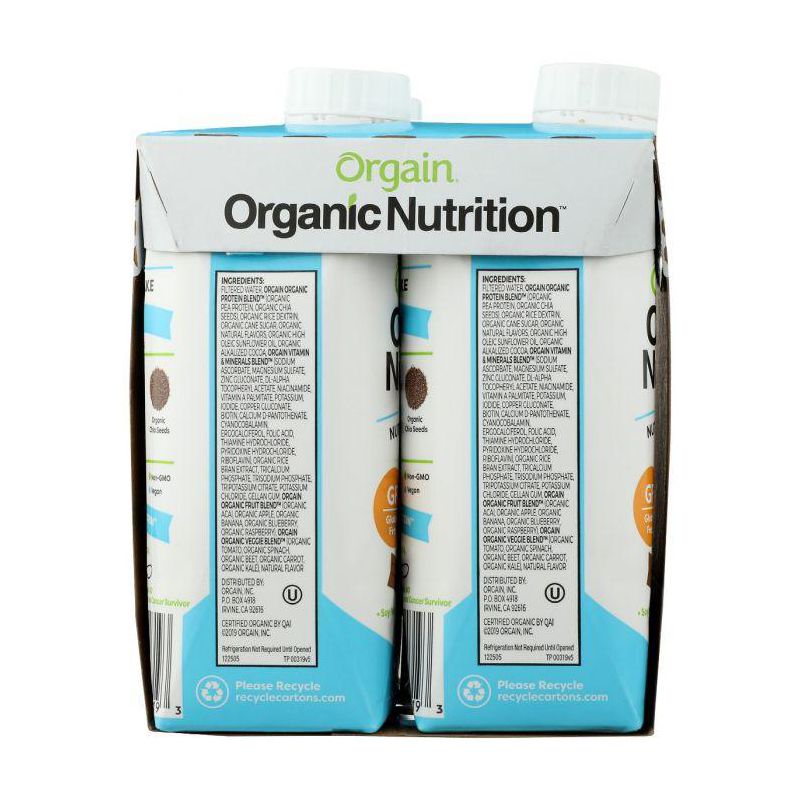 Orgain Organic Smooth Chocolate Nutrition Protein Shake - Case of 3/4 pack, 11 oz, 5 of 8
