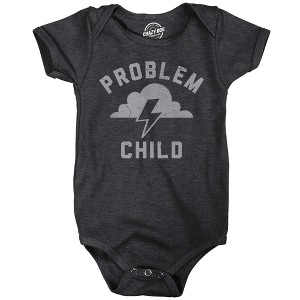 Problem Child Baby Bodysuit Funny Sarcastic Graphic Novelty Jumper For Infants - Crazy Dog Baby Bodysuit - 1 of 4
