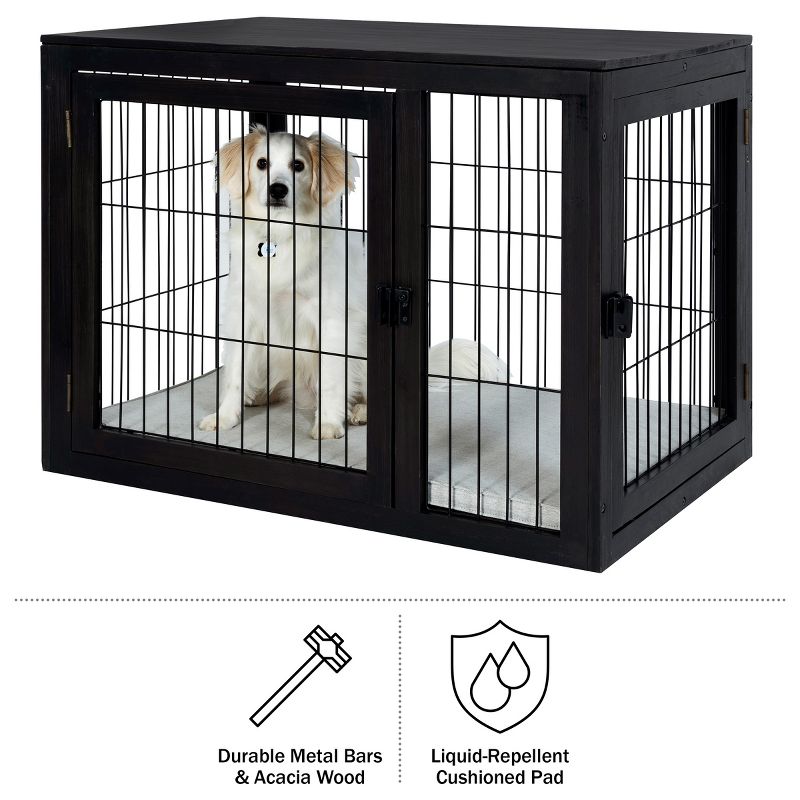 Pet Adobe Furniture-Style Dog Crate, Black, 2 of 9