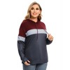 WhizMax Women Plus Size Striped Color Block hoodie Drawstring Long Sleeve Hooded Pullover Sweatshirt - 3 of 4