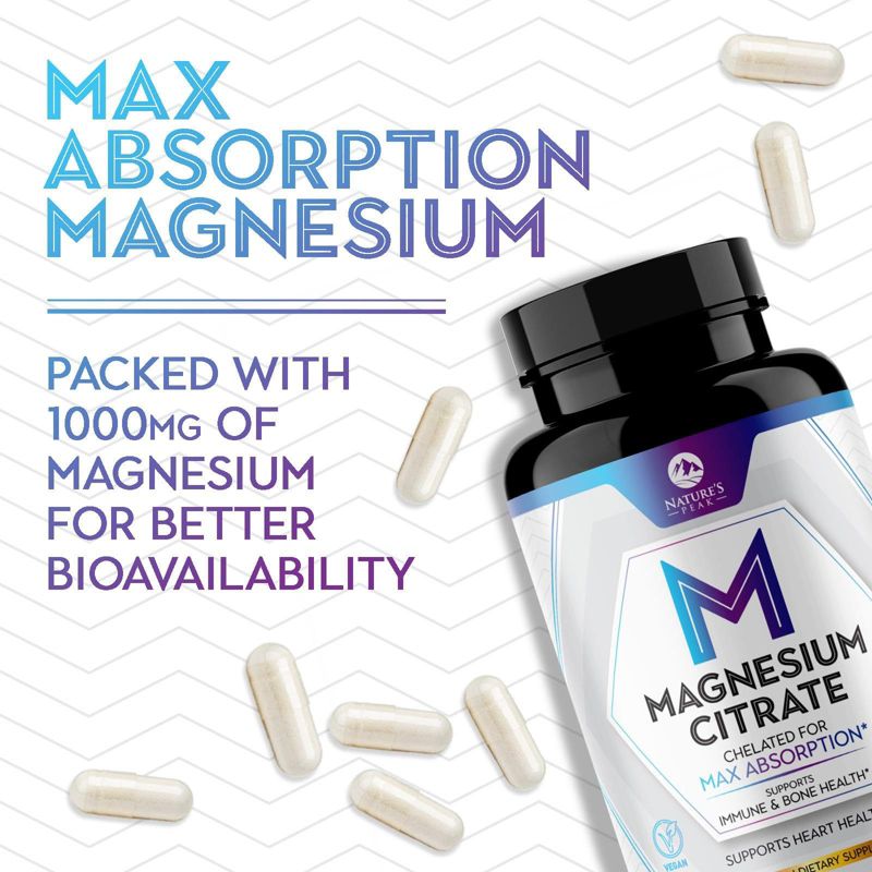 Nature's Peak Magnesium Citrate 1000mg Capsules - Extra Strength Magnesium Supplement, 3 of 8
