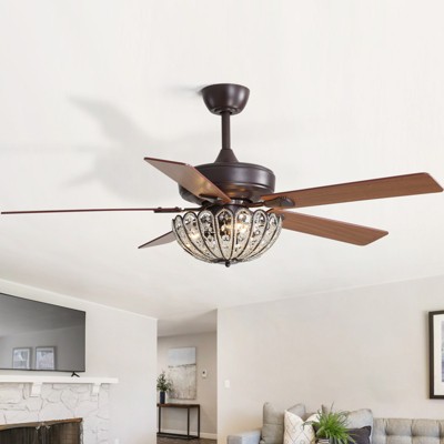 Farmhouse Ceiling Fans with Lights and Remote 52 Inch Indoor Chandelier Ceiling Fan Crystal Fandelier Ceiling Fans for Living Dining Room Bedroom