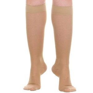 ABSOLUTE SUPPORT – Petite Sheer Knee High Compression Socks for Women – 15-20mmHg – 3 Pairs – A406 - 1 of 4