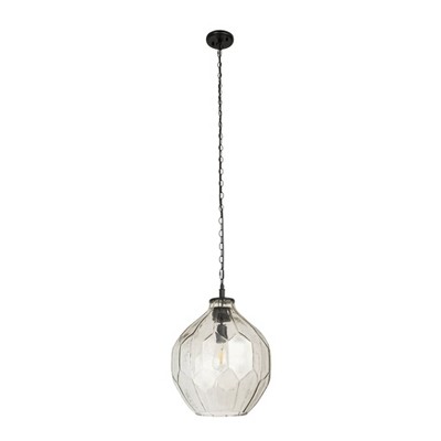 Storied Home Oversized Geometric Glass Ceiling Light Matte Black: Modern Pendant, UL Listed, E26 Socket