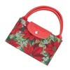 Signare USA Xmas Poinsettias Red Foldaway Reusable Grocery Bag - 2 of 4