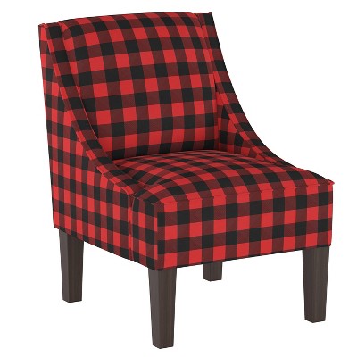 Swoop Armchair Classic Gingham Red Black - Skyline Furniture