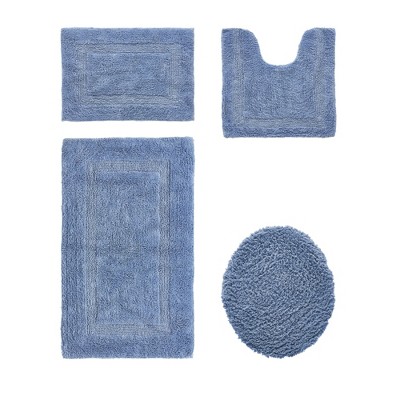 Lux Premium 100% Cotton Tufted Solid Reversible 4 Piece Bath Rug Set – Ultra-Soft, Water-Absorbent, Durable, Machine Washable Bathroom Rug